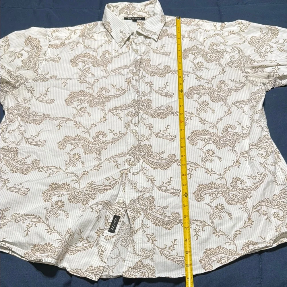 Murano Men’s SZ XL Tan/Beige Casual Button Down Shirt with Vintage Pattern - Picture 7 of 11